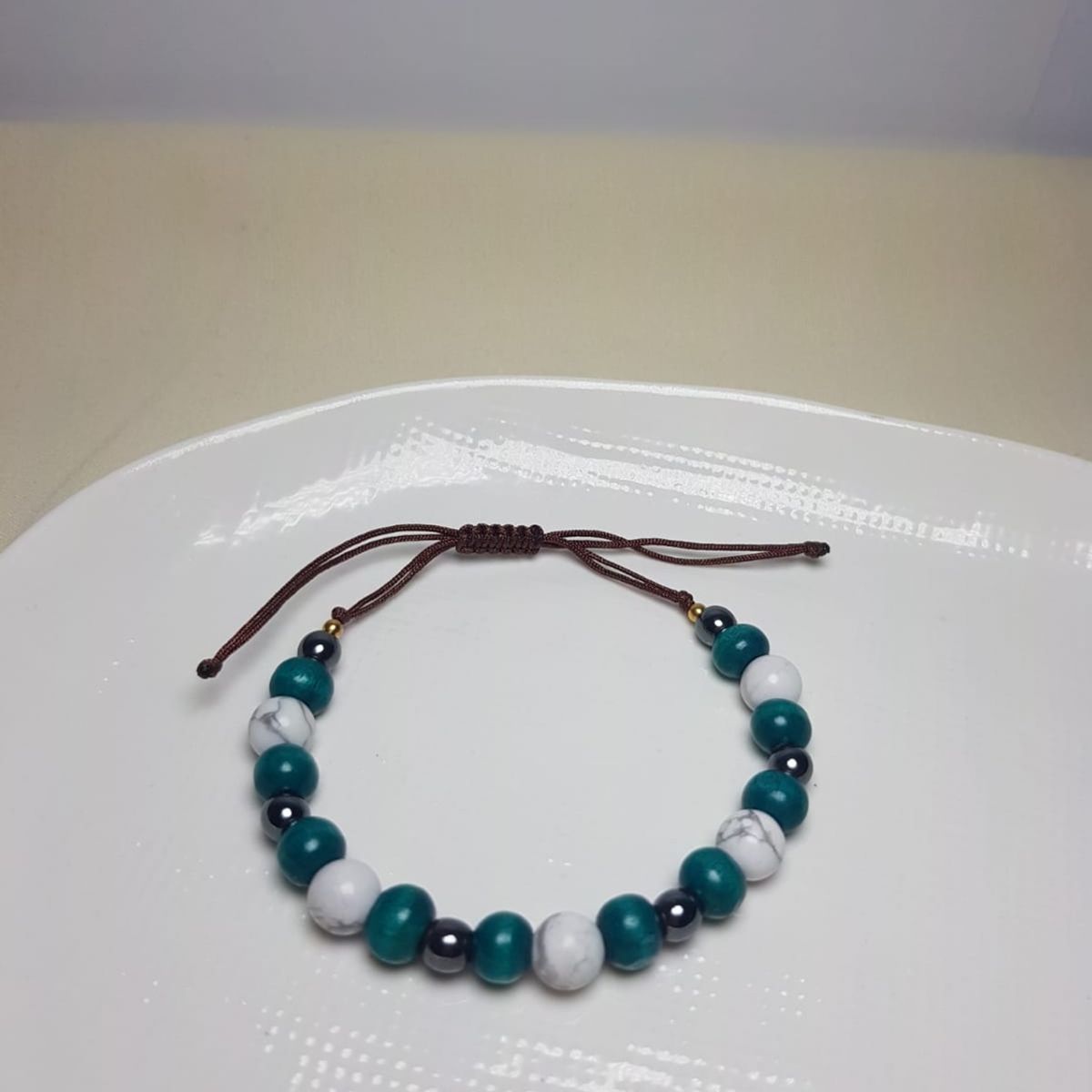 GENERICO - Pulsera de Caballero Turmalina Regulable de Hilo Hindu