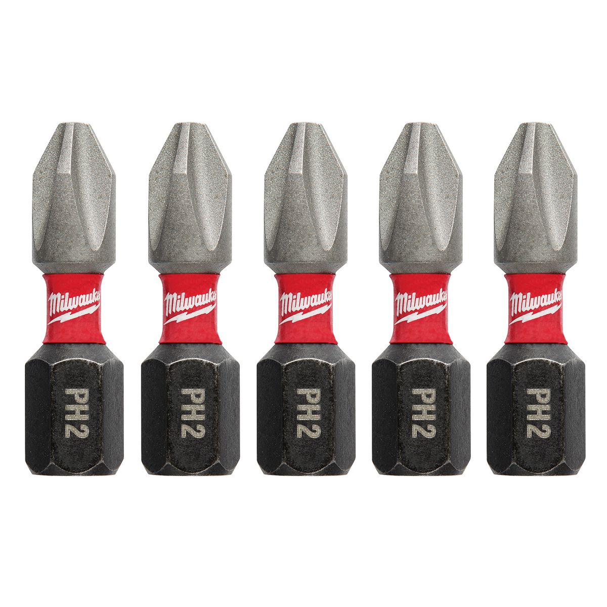 Milwaukee - Brocas de inserción tipo Phillips n.° 2 para impacto SHOCKWAVE™ (paquete de 5) 48-32-4601 Milwaukee