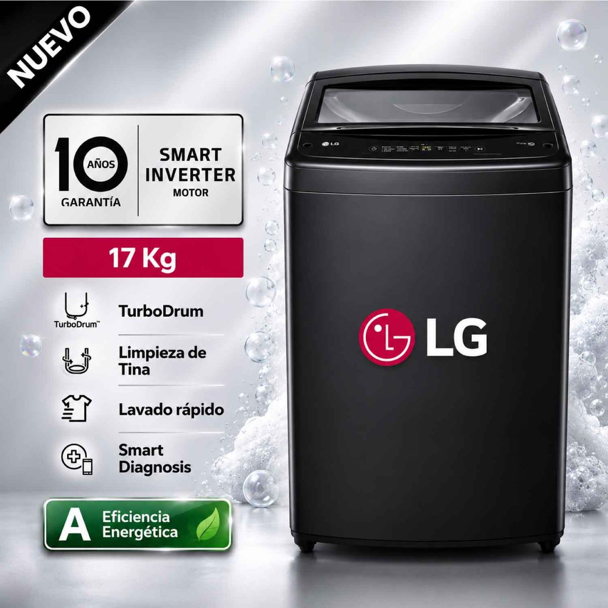 LG - Lavadora LG 17Kg Smart Inverter Turbodrum WT17OBVTB Negro Onyx