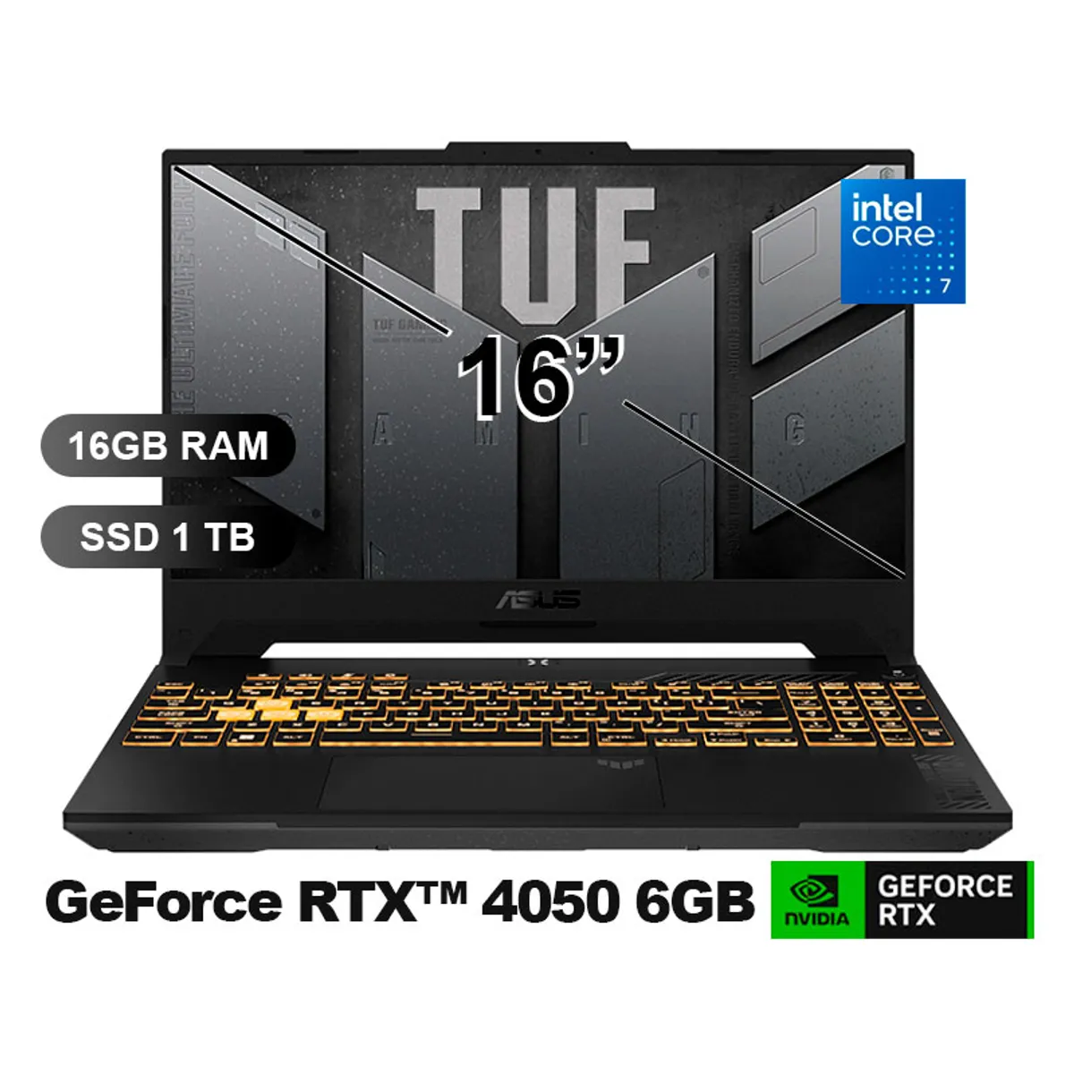 ASUS - Laptop ASUS TUF GAMING A16 FX607VU-RL228 I7- 240H, 16GB RAM, 1TB SSD, RTX4050-6GB, SIN WINDOWS, 16