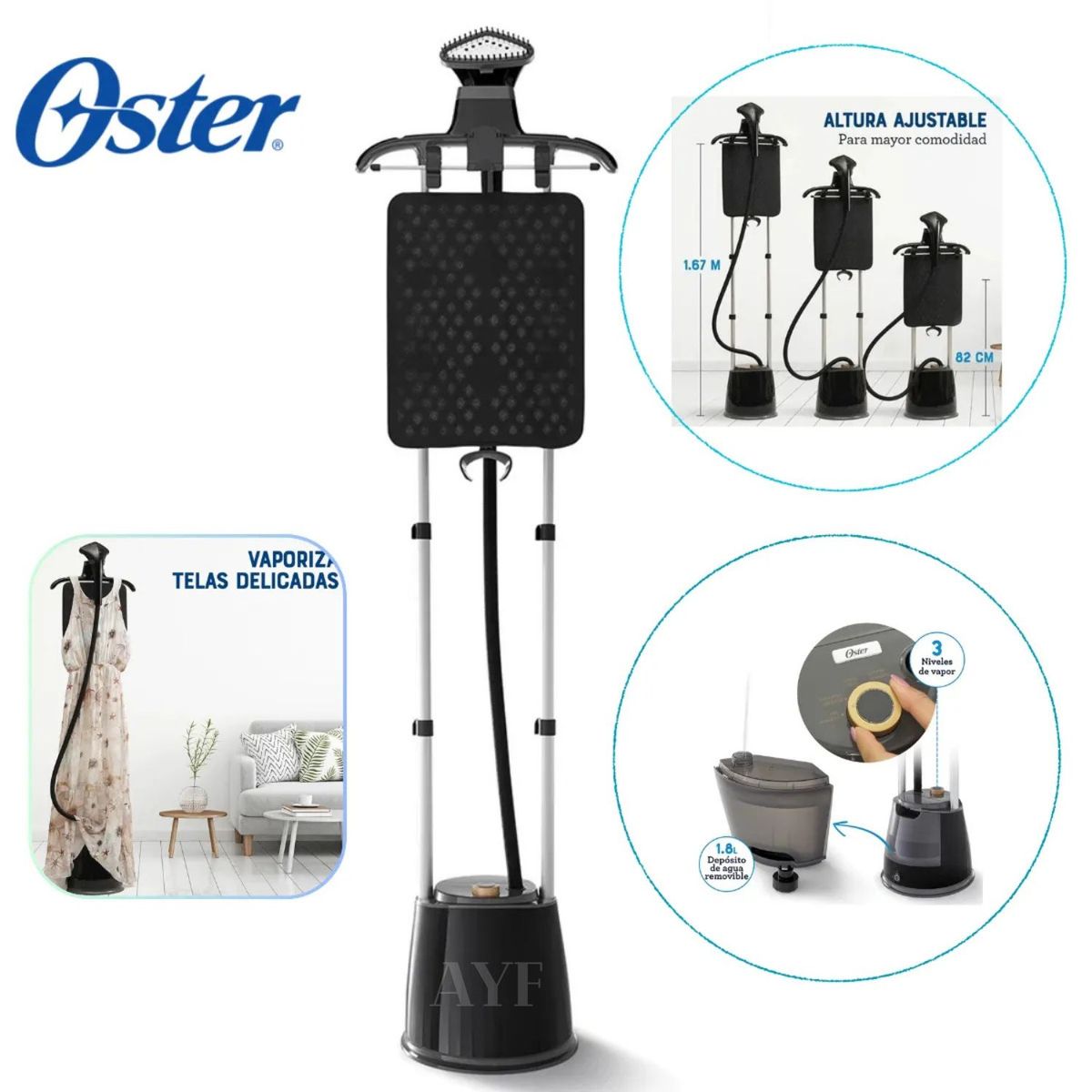 OSTER - Vaporizador de prendas Oster con tabla de soporte GCSTGS7050