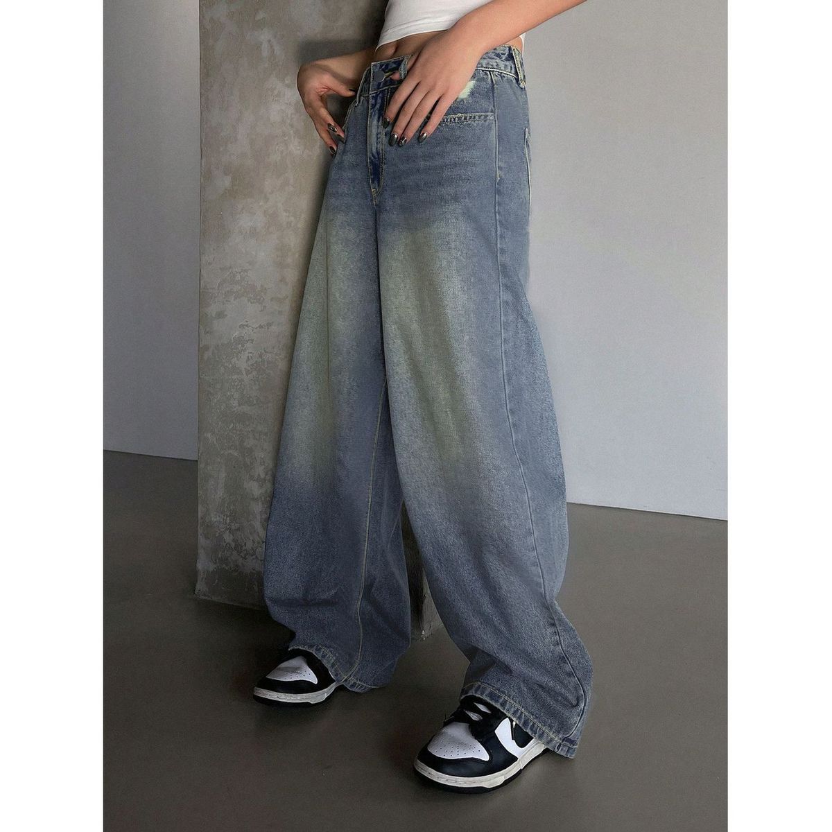 TIOZONEY - Jeans de pierna ancha y corte holgado
