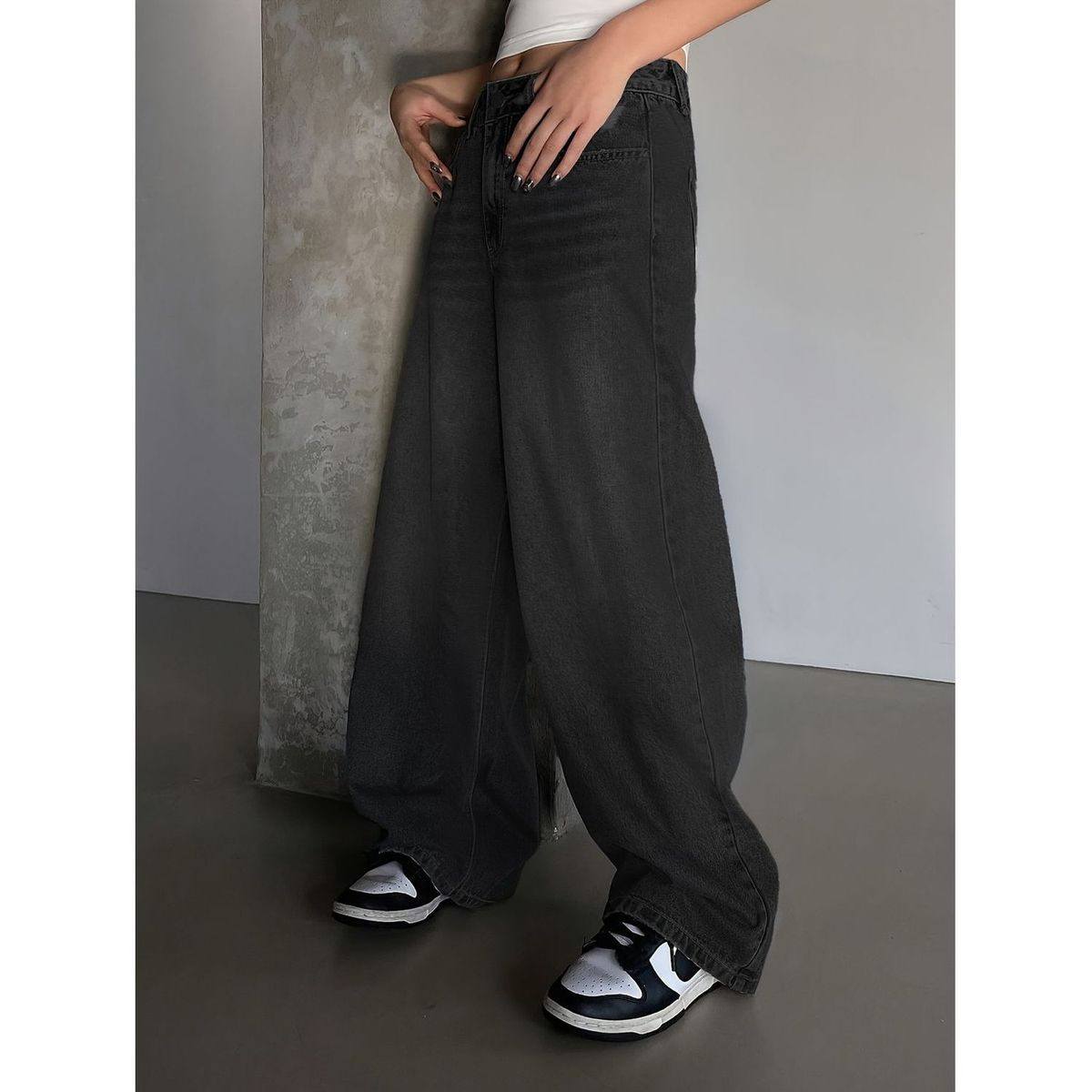 TIOZONEY - Jeans de pierna ancha y corte holgado