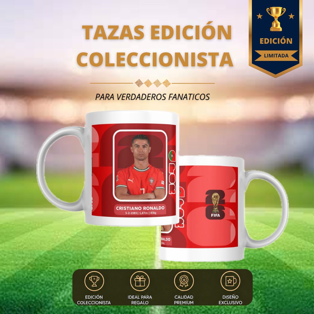 GENERICO - TAZA DE CRISTIANO RONALDO  - COPA MUNDIAL 2026 - EL BICHO (11Oz)