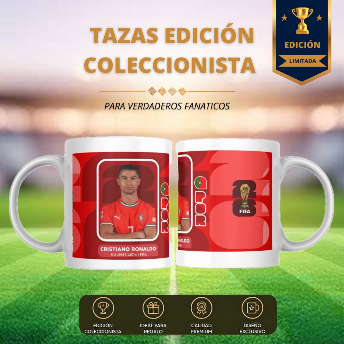 GENERICO - TAZA DE CRISTIANO RONALDO  - COPA MUNDIAL 2026 - EL BICHO (11Oz)