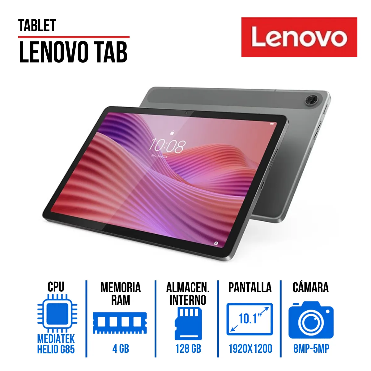 Tablet Lenovo TAB 10.1 WUXGA (1920x1200) TFT LCD (IPS) /Touch/Android 14 o Superior, marca LENOVO - Foto Principal