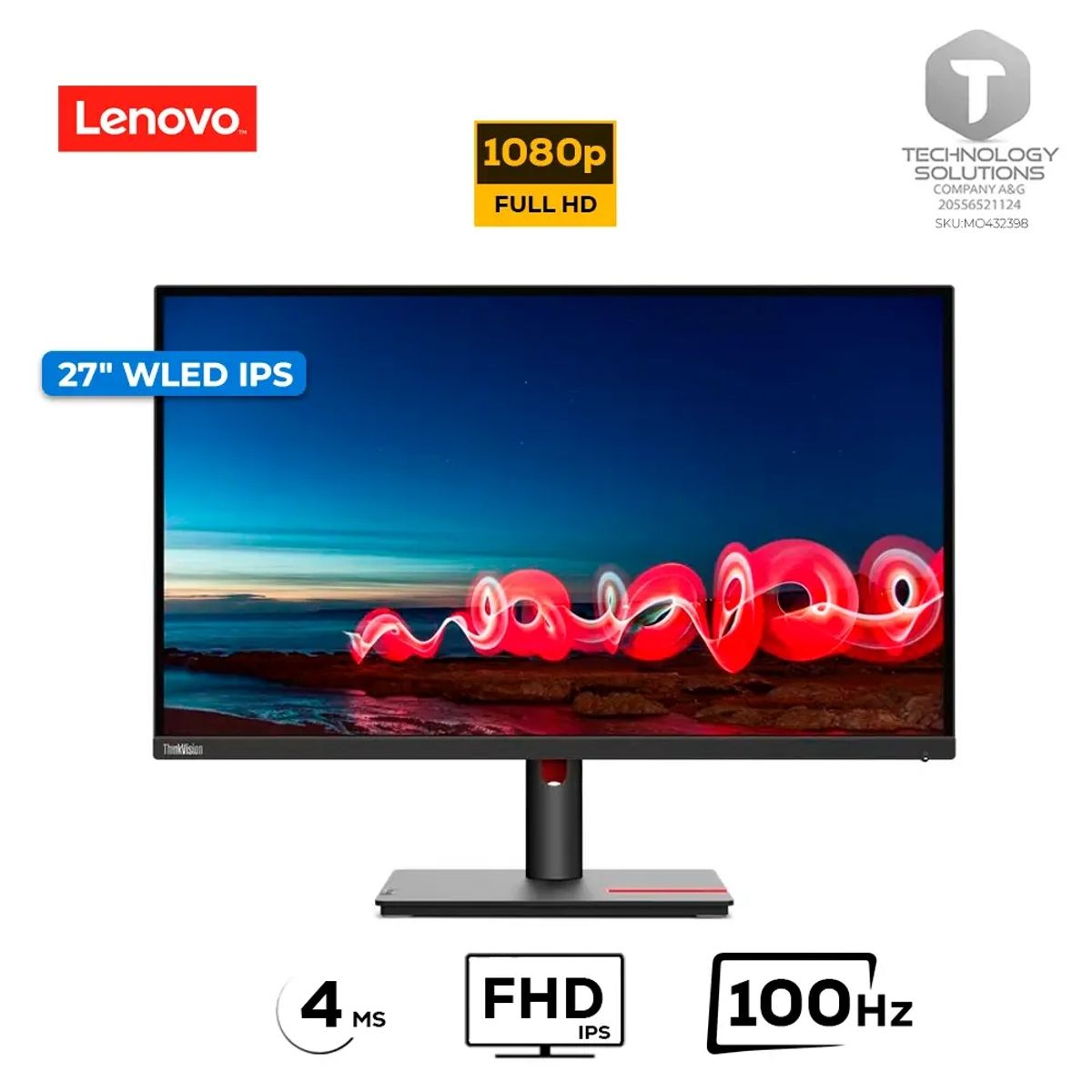 LENOVO - Monitor Lenovo 27 ThinkVision S27i-30 WLED FHD IPS 100Hz 4ms