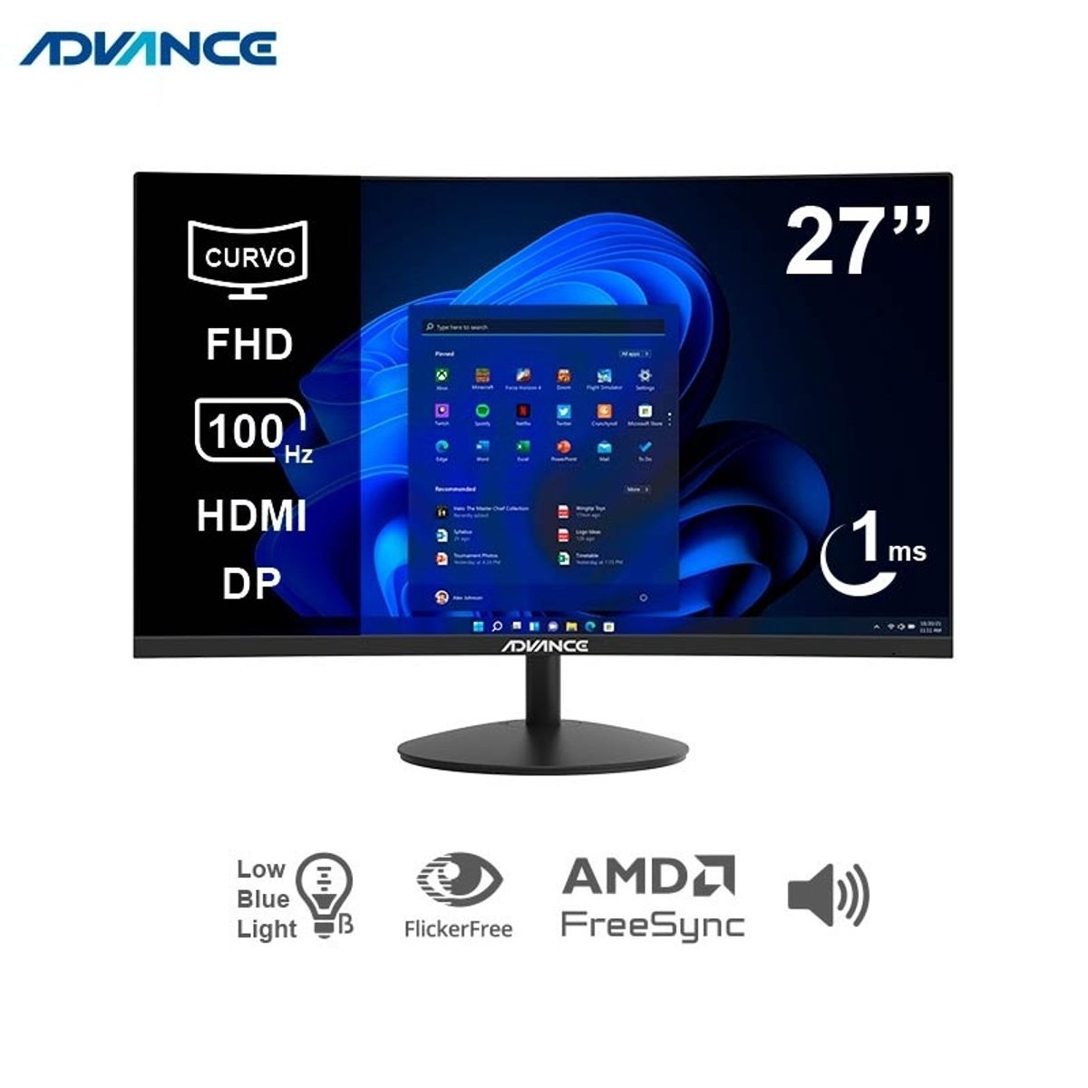 ADVANCE - Monitor Advance 27 ADV-2751S Curvo FHD VA 100Hz 1ms