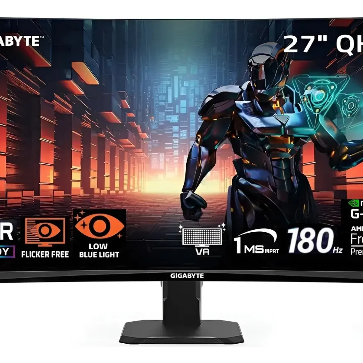 GIGABYTE - Monitor Gigabyte 27 Gaming GS27QCA Curvo QHD 2K 180Hz 1ms