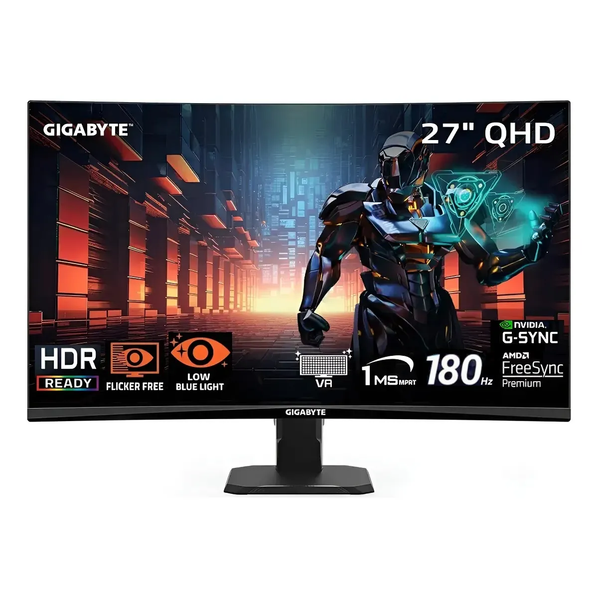 GIGABYTE - Monitor Gigabyte 27 Gaming GS27QCA Curvo QHD 2K 180Hz 1ms