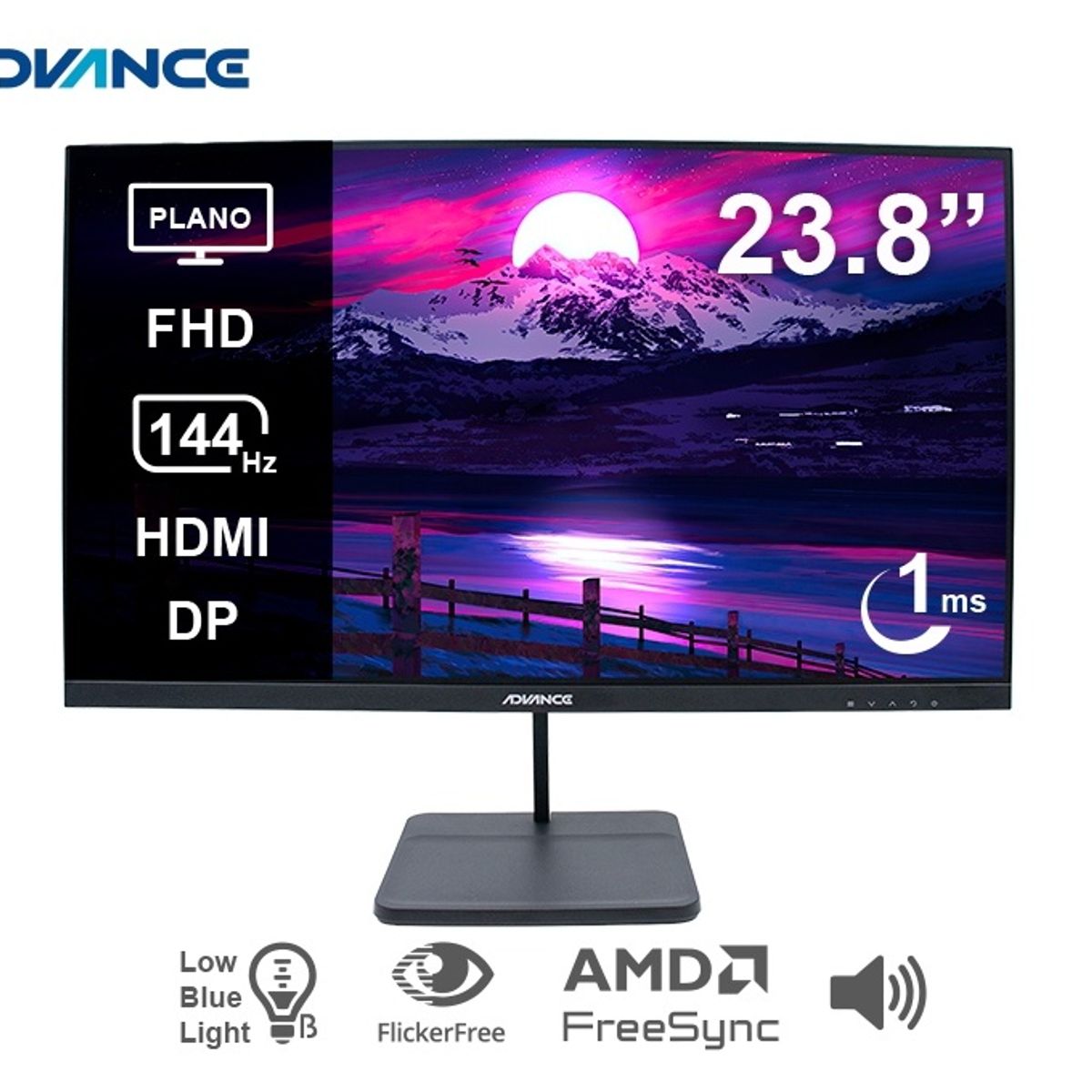 ADVANCE - Monitor Advance ADV2454S, 24 FHD IPS, 144Hz, 1ms, Parlante