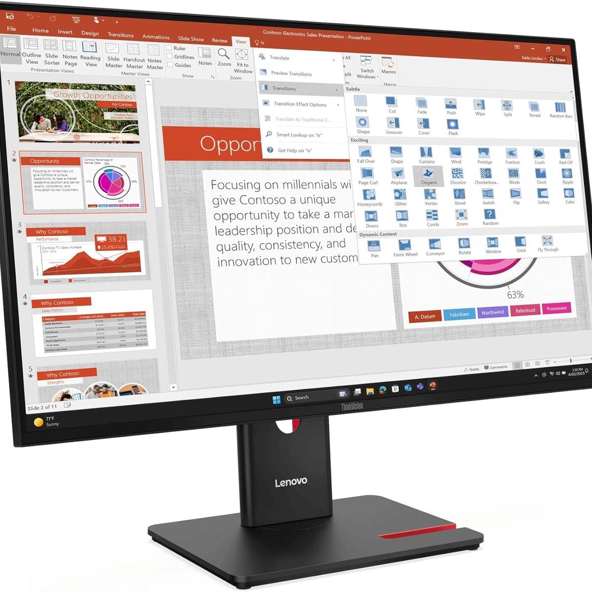 LENOVO - Monitor Lenovo ThinkVision T27-40, 27 WLED FHD IPS, 120Hz, 4ms, Pivote