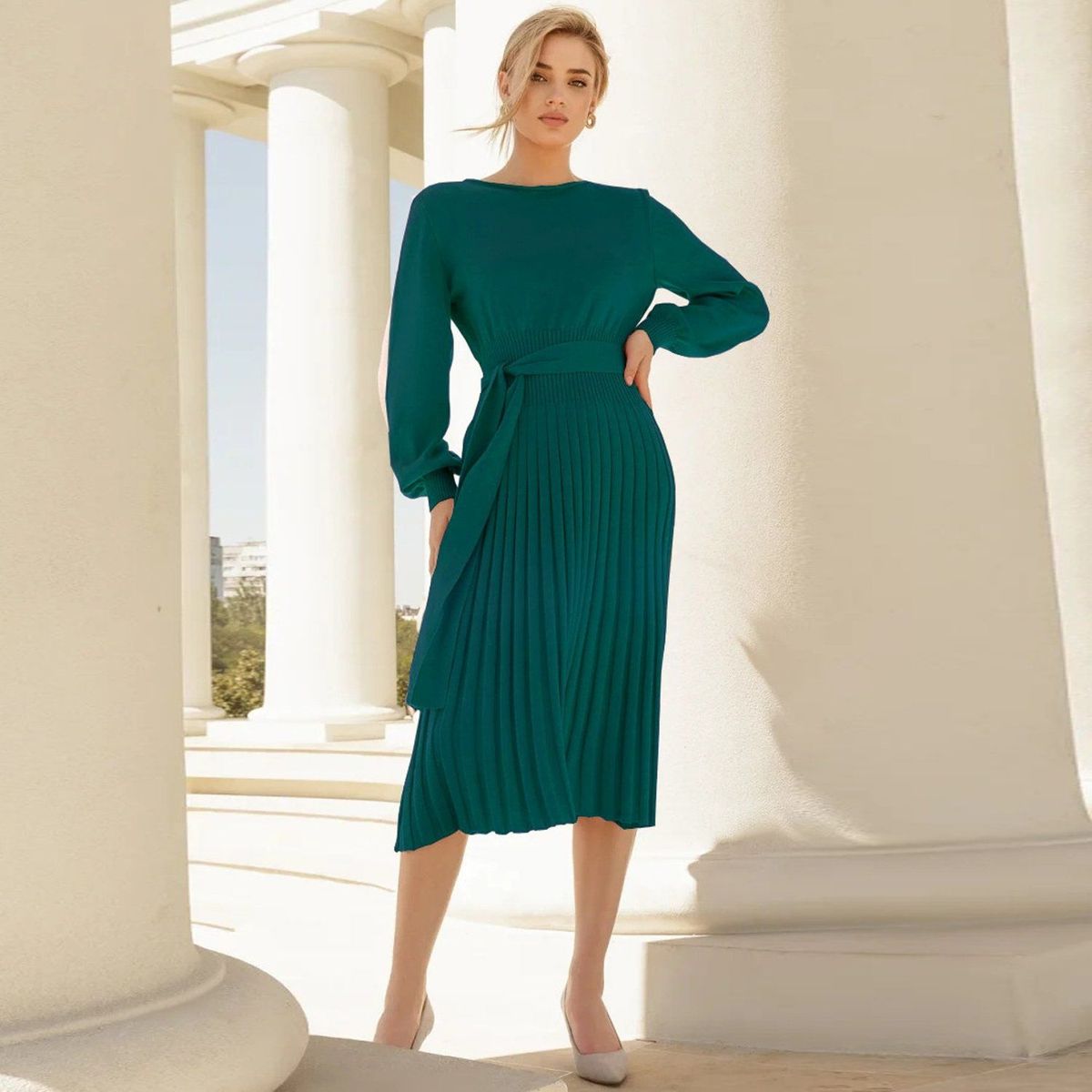 TIOZONEY - Vestidos de fiesta para mujer - Verde Petróleo