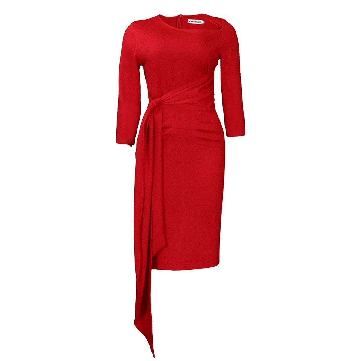 TIOZONEY - Vestido a la cadera con cuello oblicuo para mujer