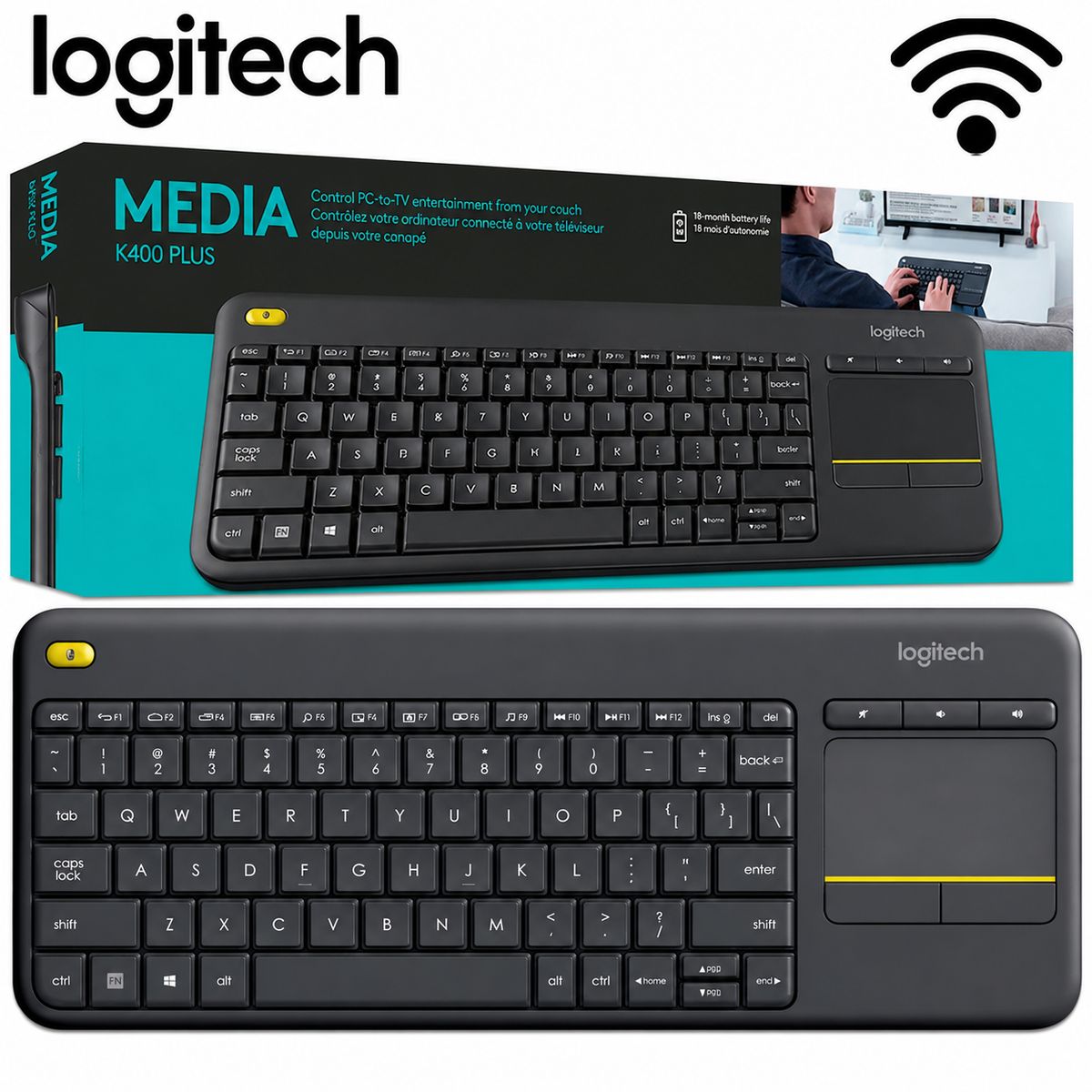 LOGITECH - Teclado Inalámbrico Logitech K400 Plus Con Touchpad