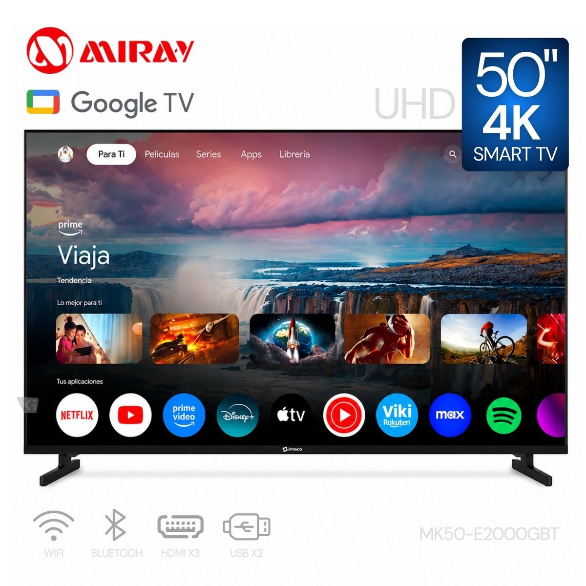 MIRAY - Televisor Miray Google TV LED 4K UHD 50 MK50-E2000GBT