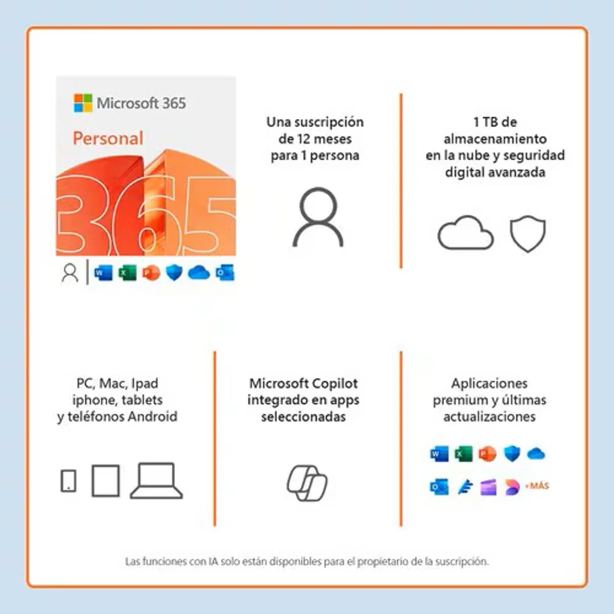 MICROSOFT - MICROSOFT 365 PERSONAL - 12 MESES, 1 Usuario