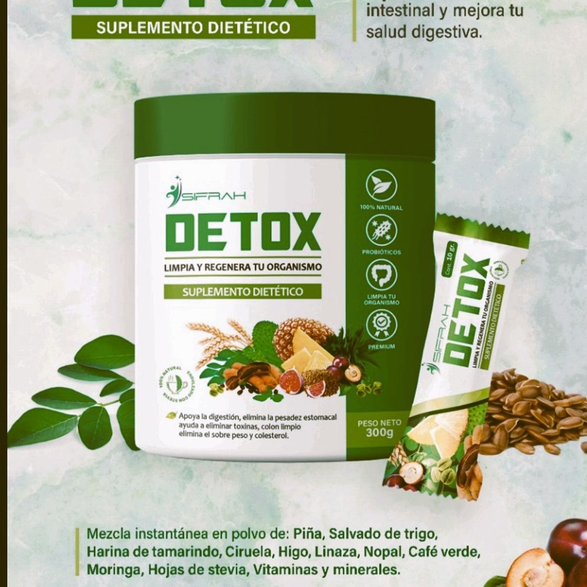 SIFRAH SHOP - DETOX - LIMPIA Y REGENERA TU ORGANISMO - CAJA - 30 SACHET