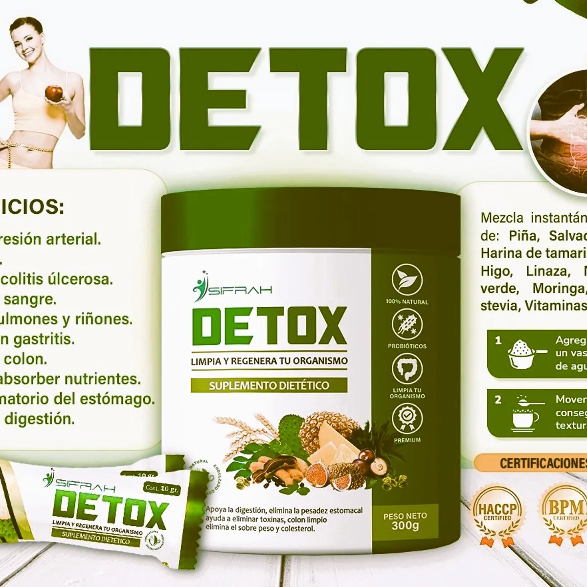 SIFRAH SHOP - DETOX - LIMPIA Y REGENERA TU ORGANISMO - CAJA - 30 SACHET
