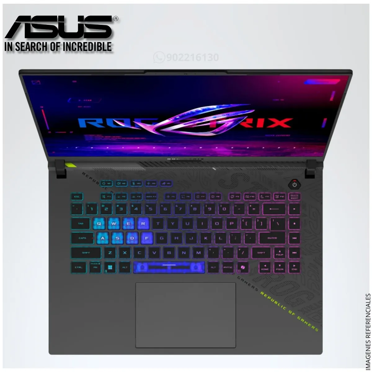 ASUS - Laptop Gamer Asus ROG STRIX G16 Ryzen 9-8940HX 16GB RAM 1TB SSD RTX5070-8GB 16FHD+ 165HZ G614P-WH94