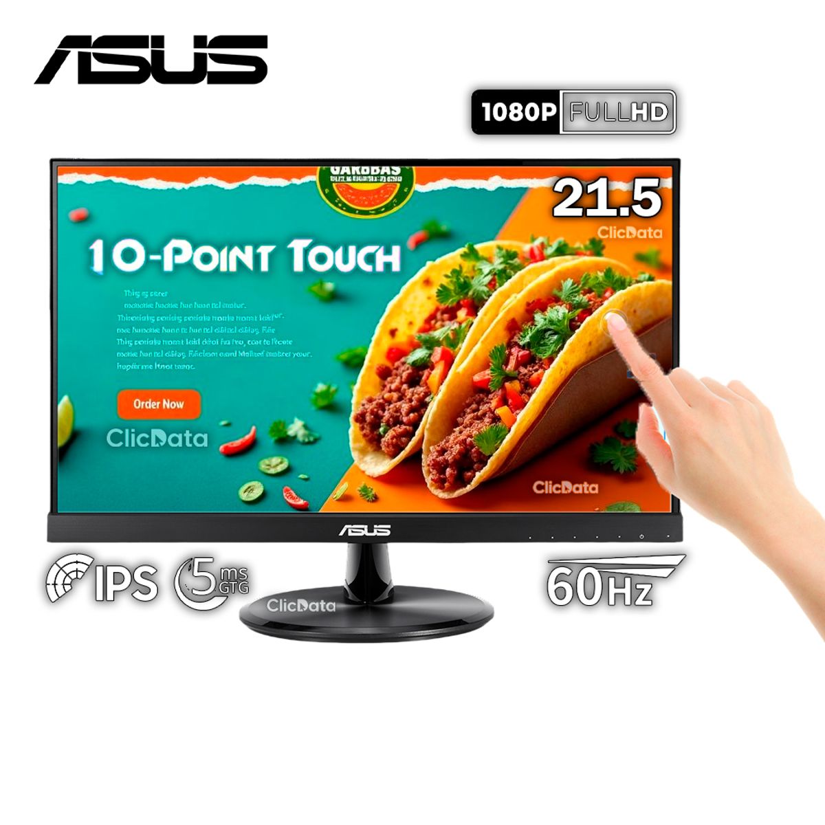 ASUS - Monitor Plano Multitactil ASUS VT229H, 21.5 FHD IPS 1920x1080 HDMI x1VGA x1