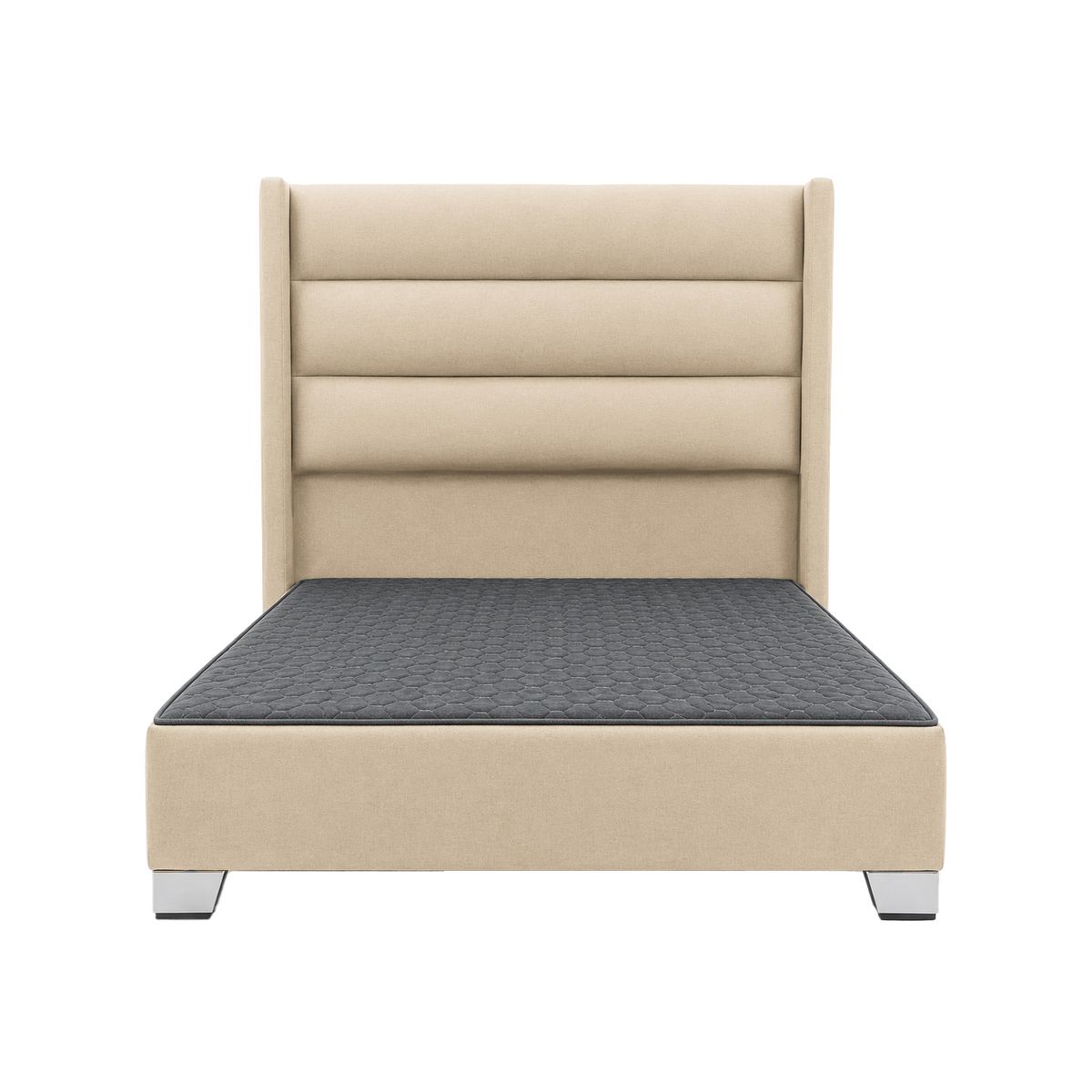 MUEBLES MACRUMO - Cama tapizada Lucio brazo recto - 1,5plz - Beige claro