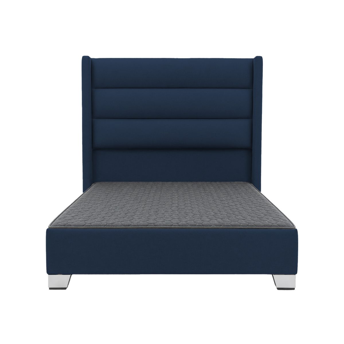 MUEBLES MACRUMO - Cama tapizada Lucio brazo recto - Queen - Azul