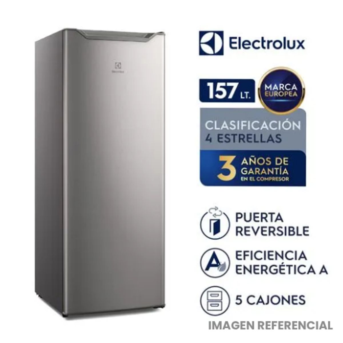 Electrolux - Congelador Vertical Electrolux 157L EFUY16P2HVG Plata