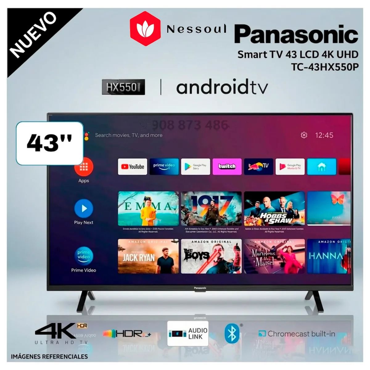 Panasonic - TV Panasonic 43´´ 4K UHD Smart TV LCD Android TC-43HX550P - Negro