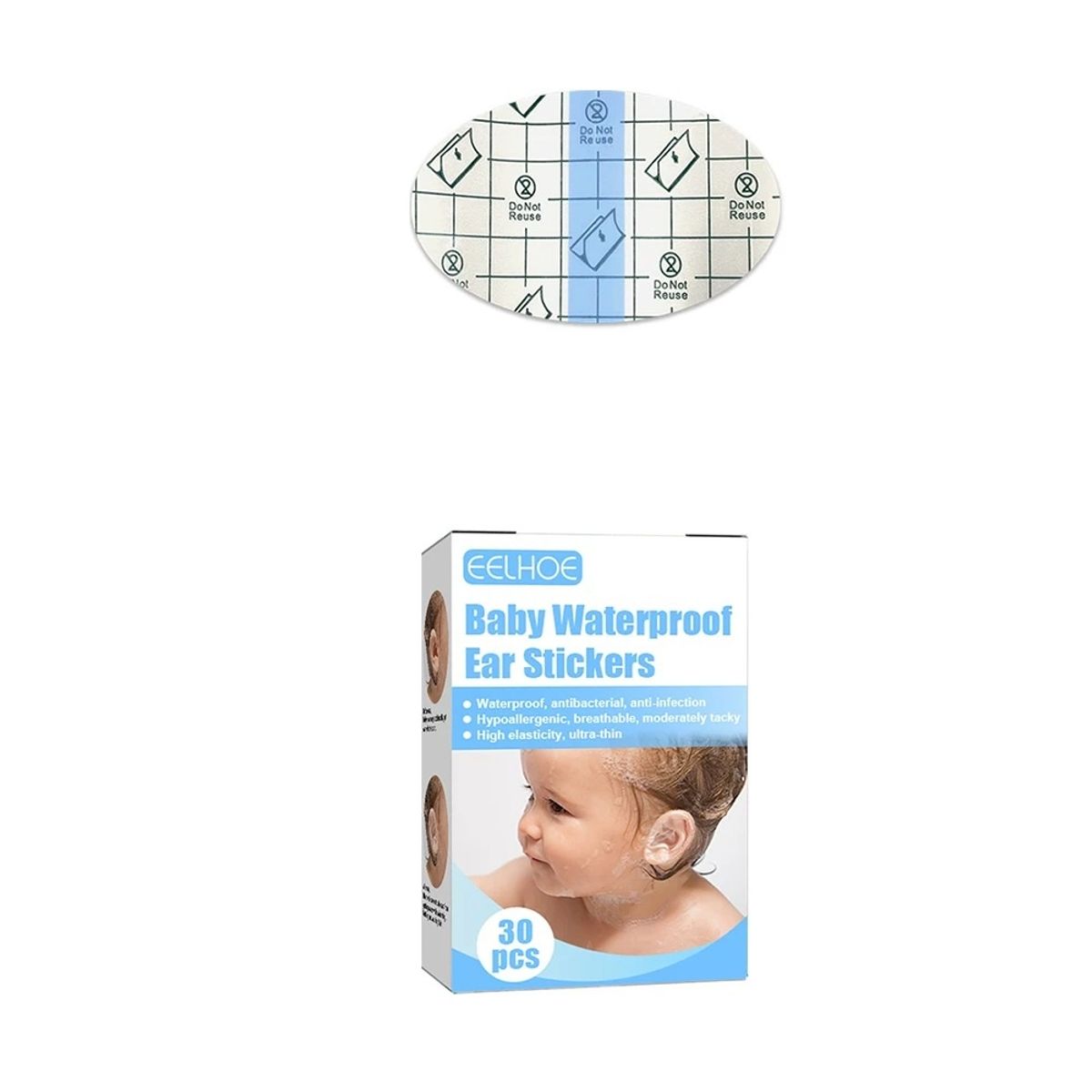 GENERICO - Protectores de Oídos Impermeables para Bebé Parches Desechables para Baño y Piscina