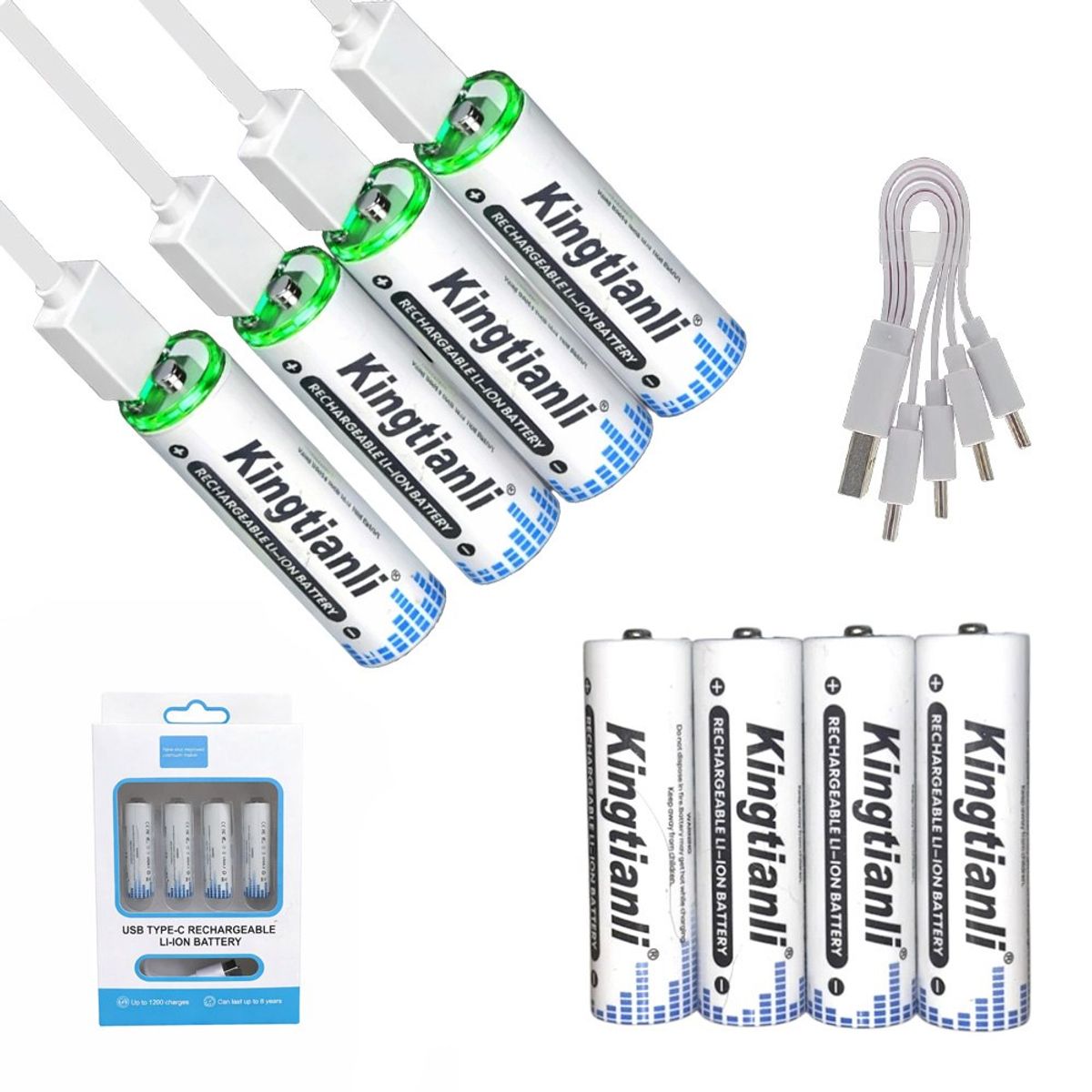 GENERICO - Pilas Recargables AA de Litio Kingtianli 3500mAh con Entrada USB Tipo-C