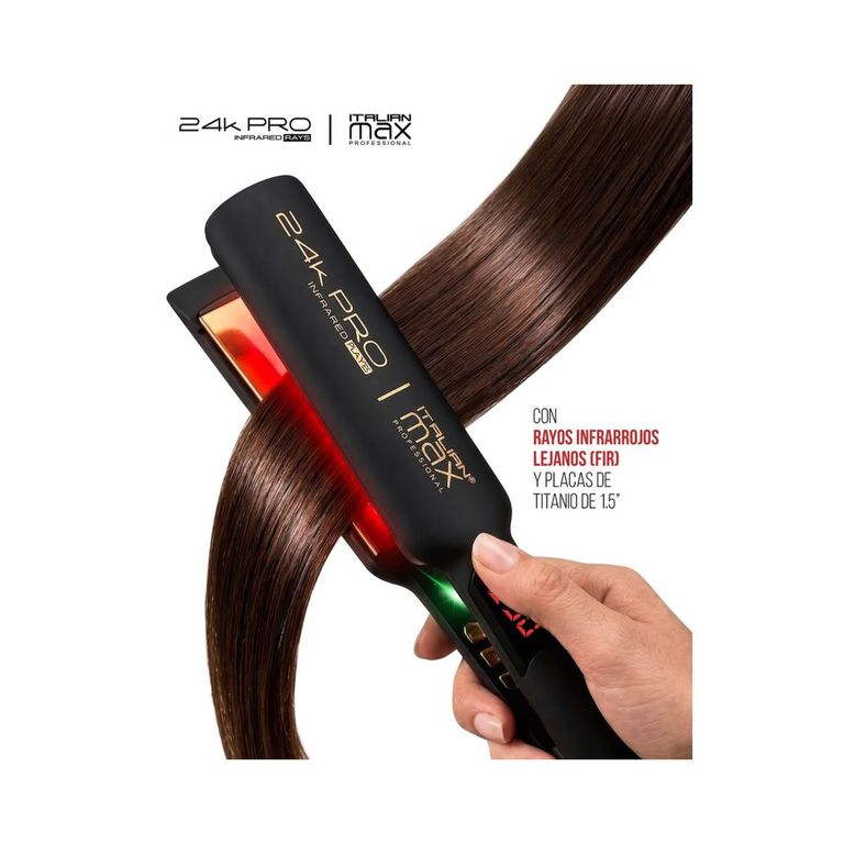 Plancha Profesional de Cabello Italian Max 24K Pro Infrared Rays Negro ...