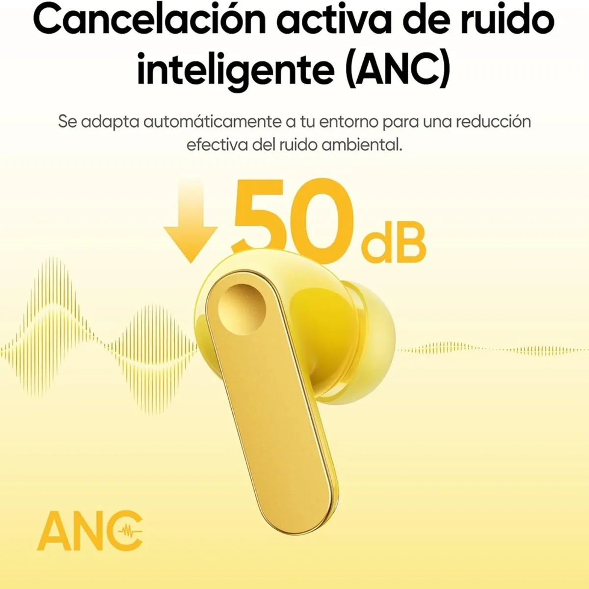 REALME - Realme Buds T500 Pro (ANC) Batería de 56 h, Traducción AI, Controles táctiles,IP55, Negro