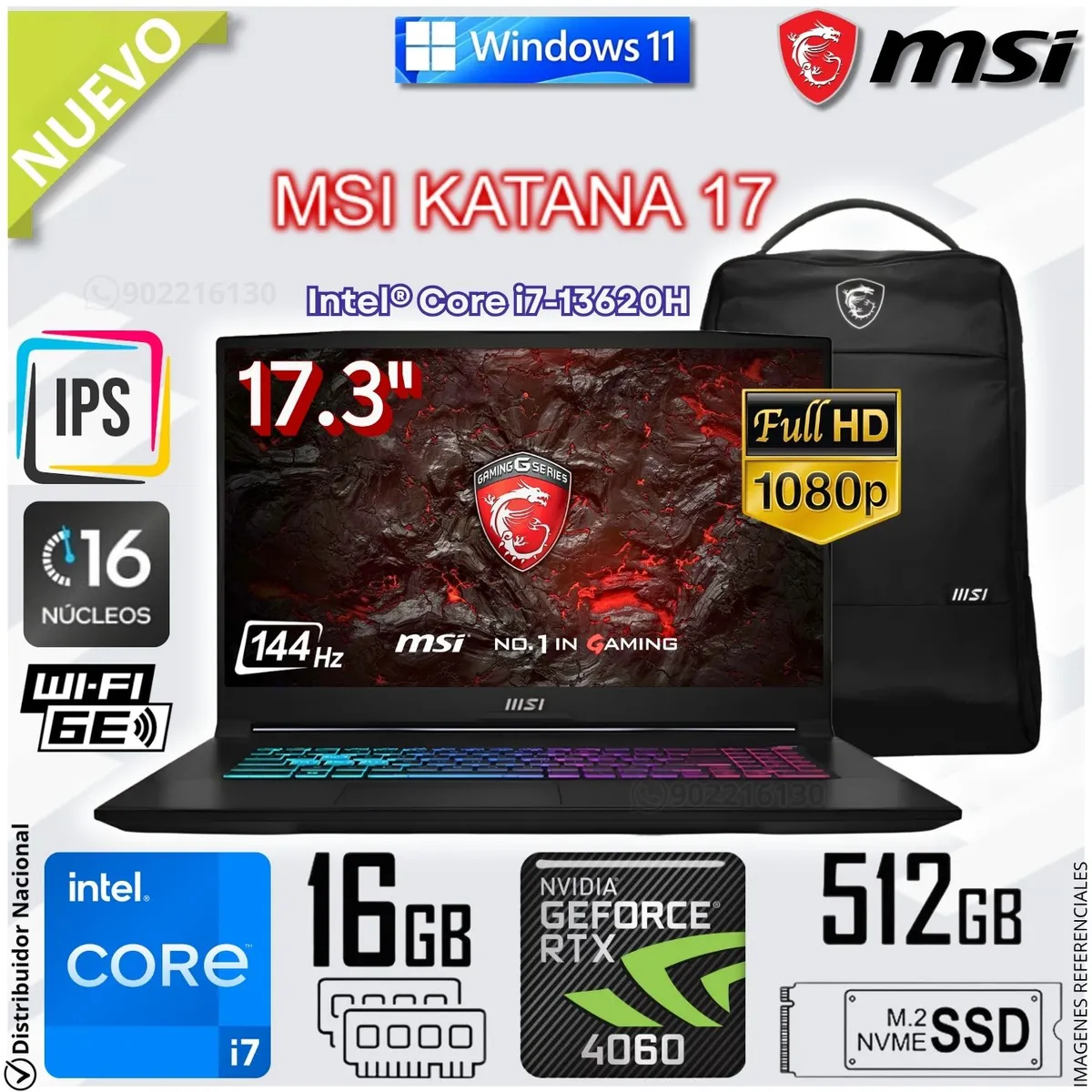 Msi - Laptop Gamer MSI KATANA 17 17.3" Intel® Core i7-13620H 16GB DDR5 512GB SSD RTX 4060  B13VFK-1293PE