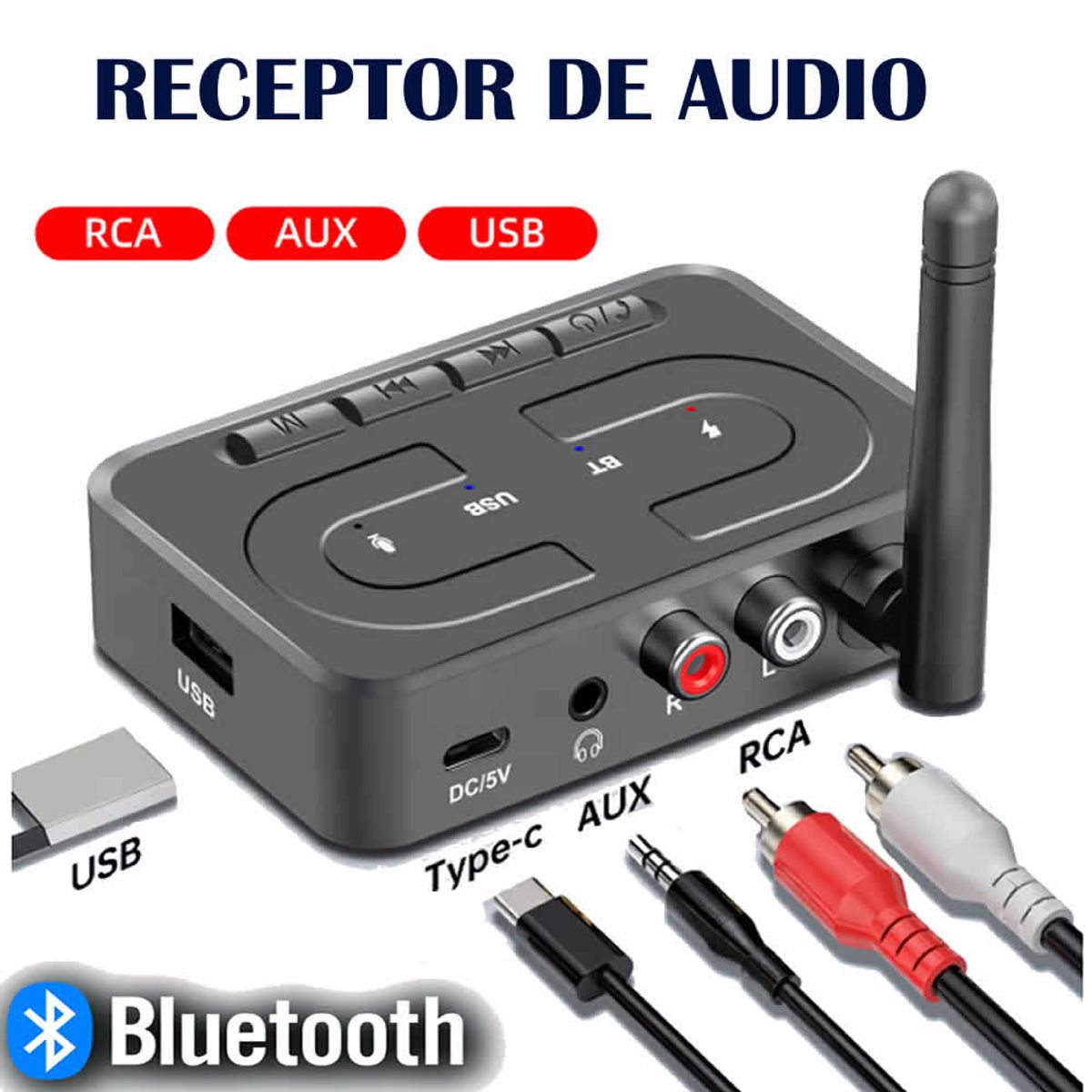 MOVAL - Receptor de audio Bluetooth 6.0 con entrada AUX de