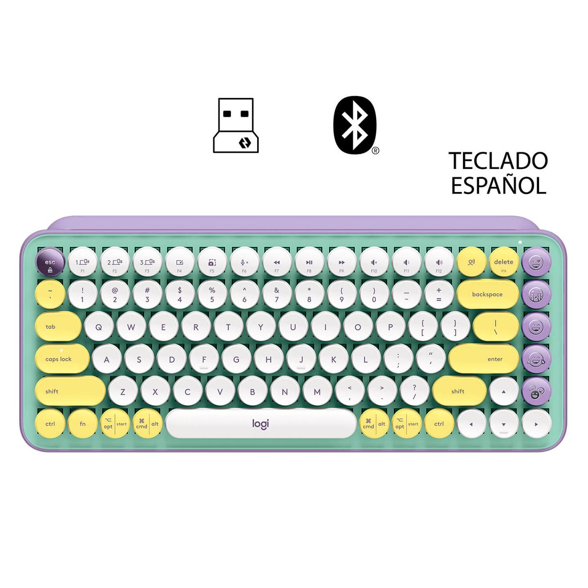 LOGITECH - TECLADO LOGITECH POP KEYS MULTI-DEVICE WIRELESS LILAGREEN