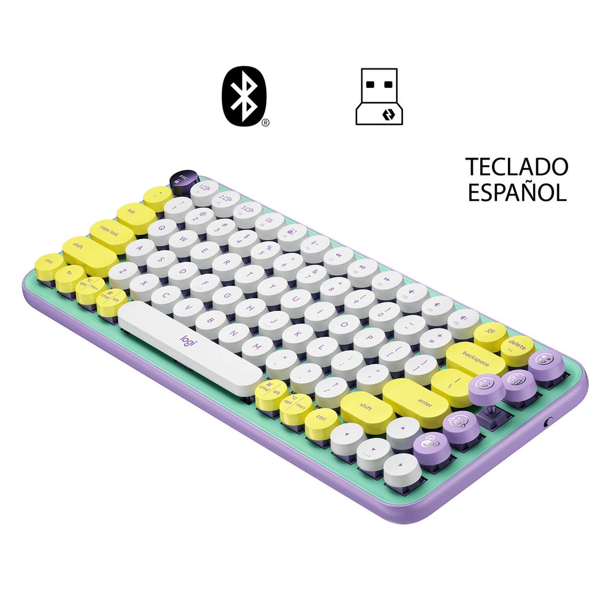 LOGITECH - TECLADO LOGITECH POP KEYS MULTI-DEVICE WIRELESS LILAGREEN