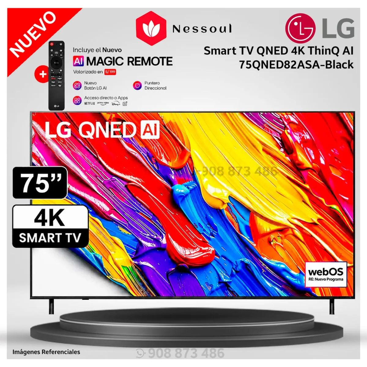 Televisor LG 75´´ QNED 4k ThinQ AI 75QNED82ASA Smart TV - Modelo Nuevo, marca LG - Foto Principal