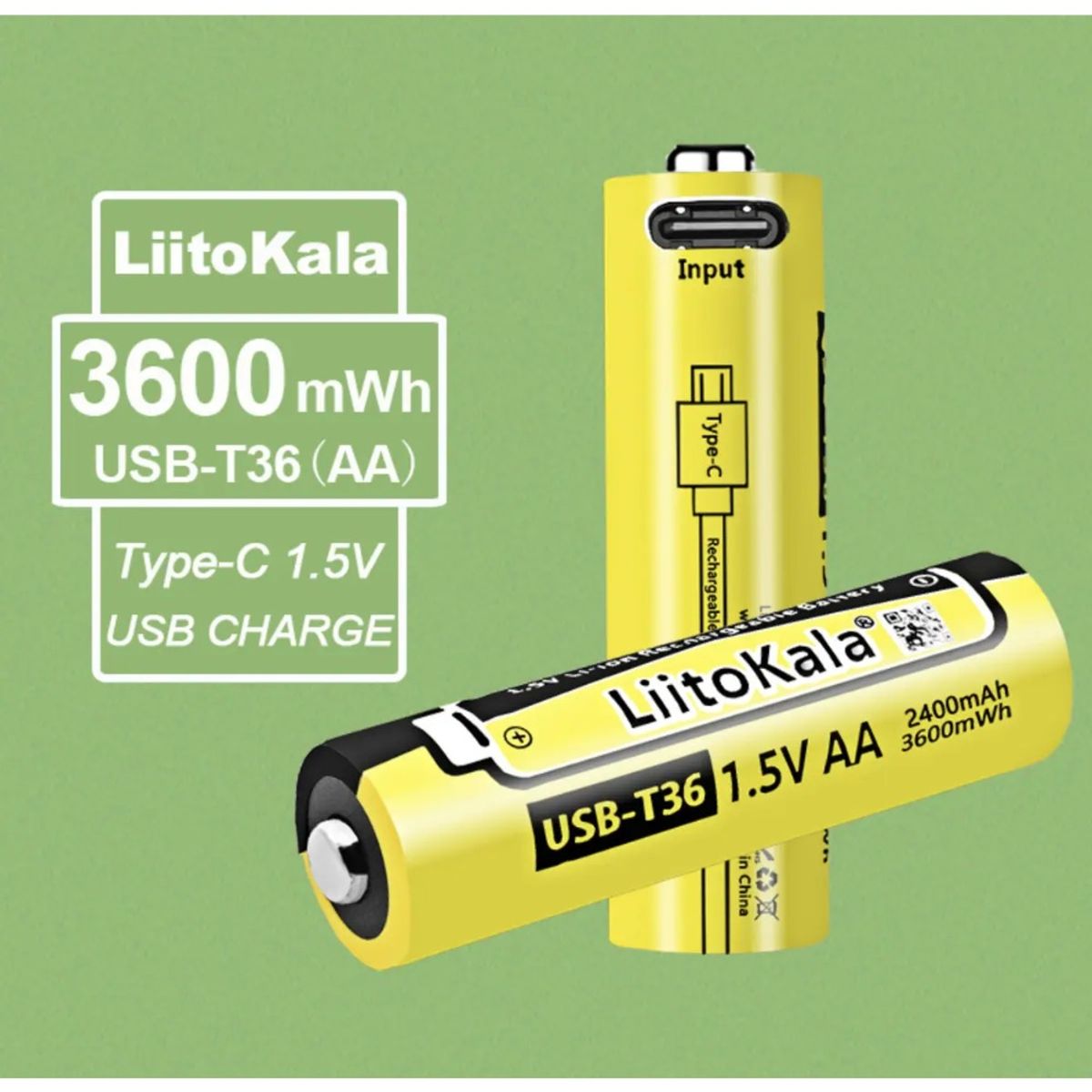 GENERICO - Pila Aa Recargable Usb 1.5v Liitokala Larga Duración