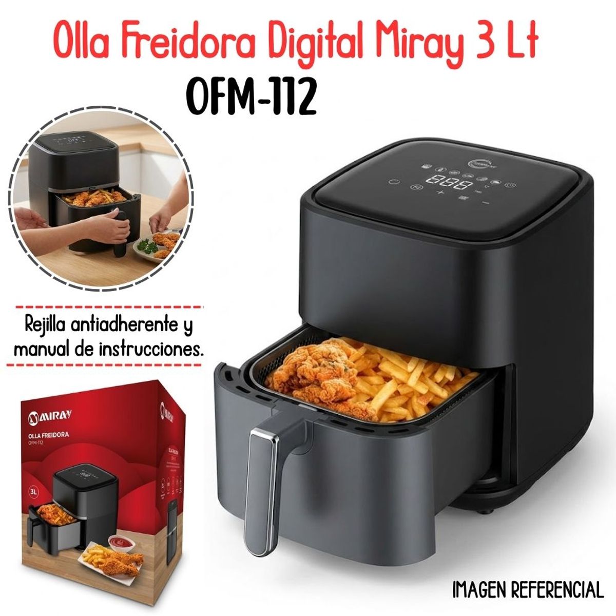 MIRAY - Freidora De Aire Digital Miray De 3lt - OFM-112