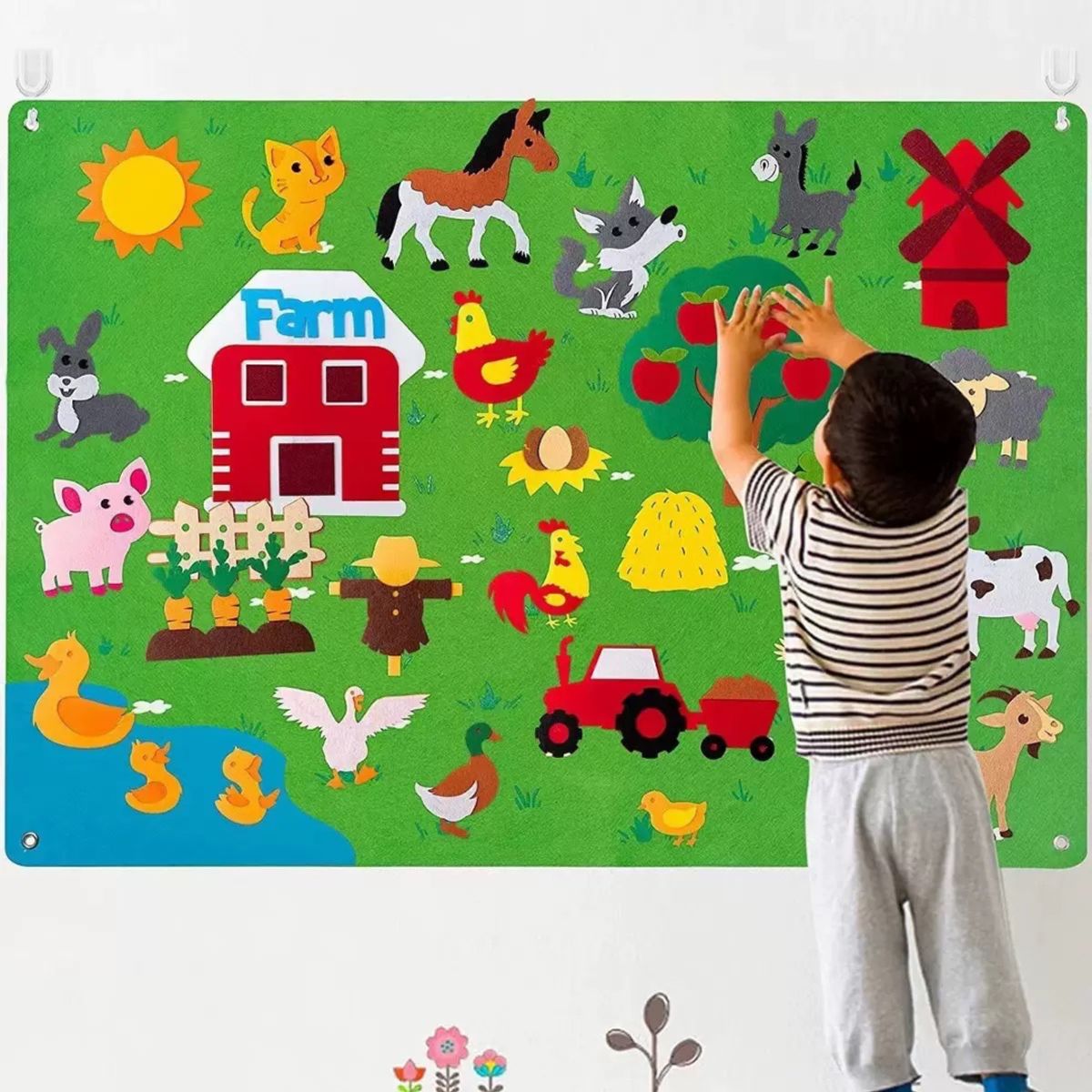 GENERICO - Juguete Educativo Montessori de Granja para Niños  Panel Sensorial de Fieltro Interactivo