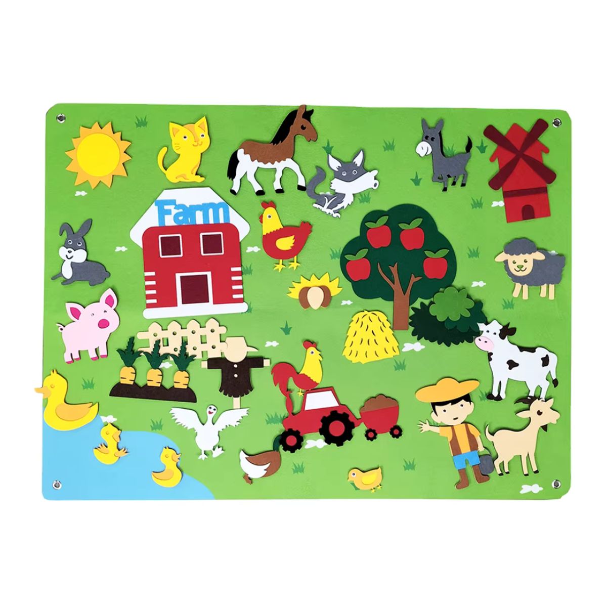 GENERICO - Juguete Educativo Montessori de Granja para Niños  Panel Sensorial de Fieltro Interactivo