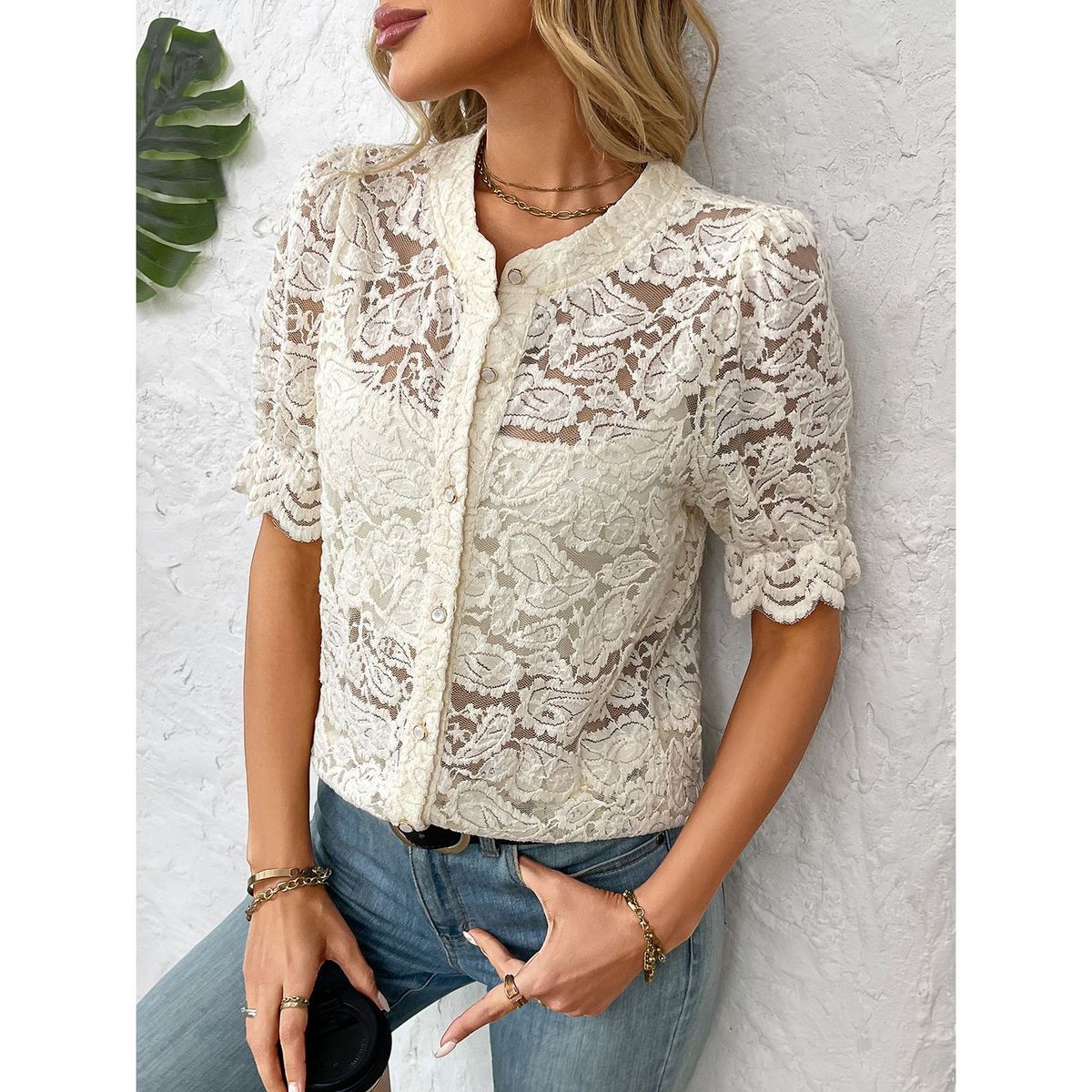 TIOZONEY - Blusa de manga corta para mujer