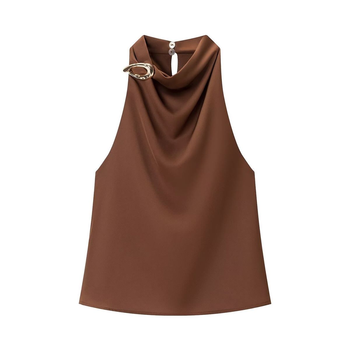 TIOZONEY - Polera Sin Mangas Mujer - Marrón
