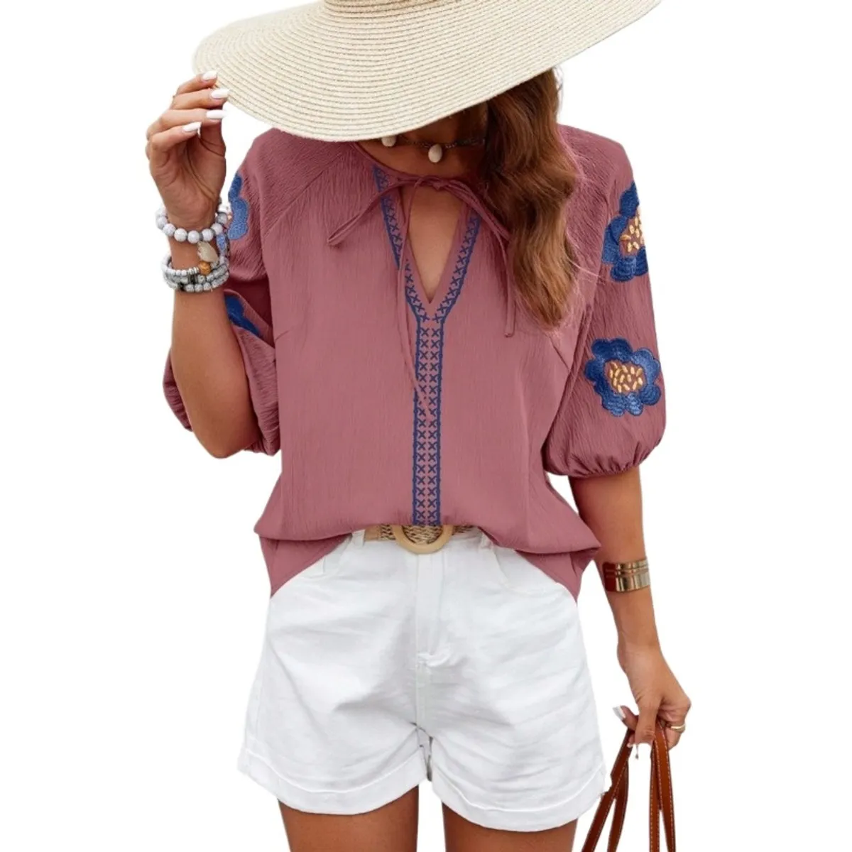 TIOZONEY - Blusa holgada de color liso Mujer