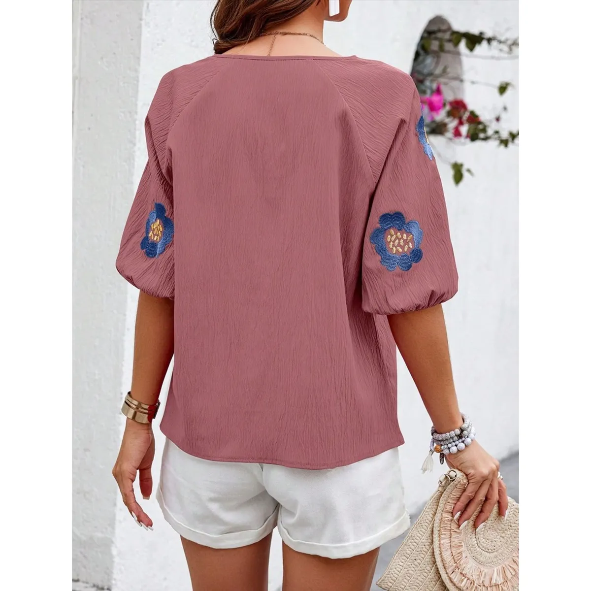 TIOZONEY - Blusa holgada de color liso Mujer
