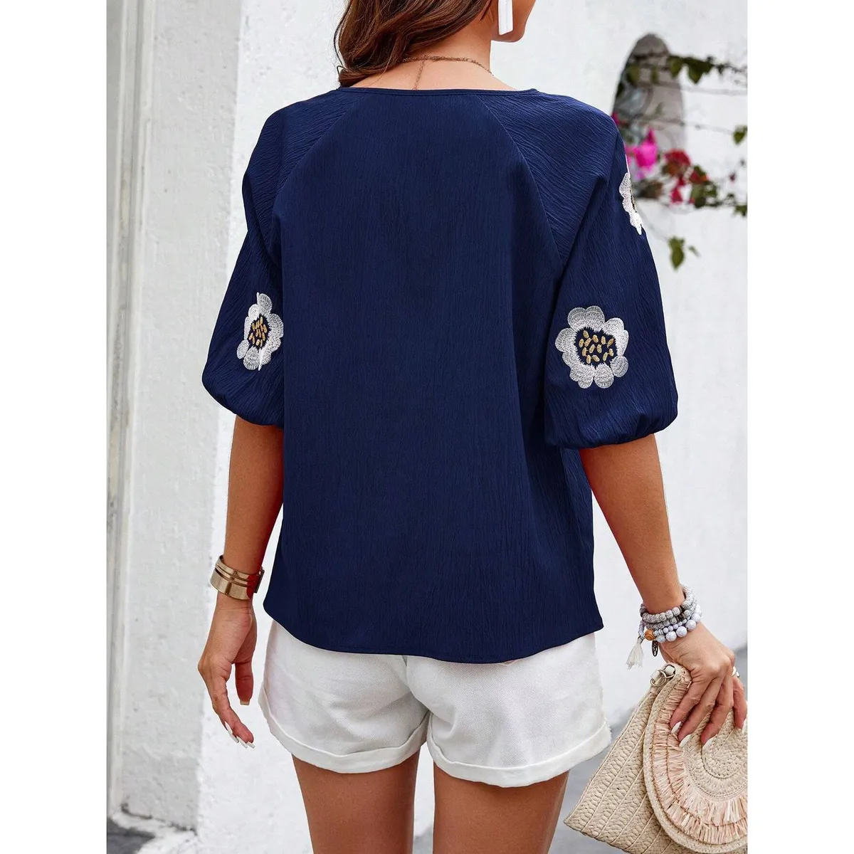TIOZONEY - Blusa holgada de color liso Mujer
