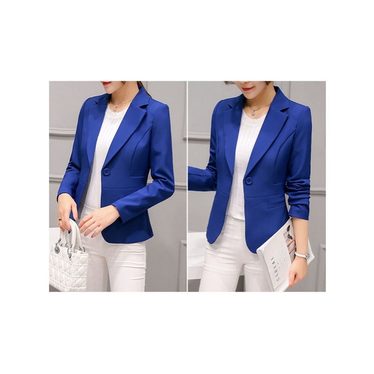 TIOZONEY - Blazer para Mujer Azul