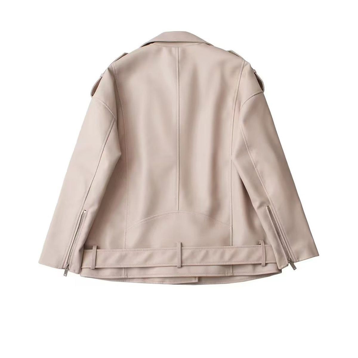 TIOZONEY - Chaqueta PU Mujer-Beige