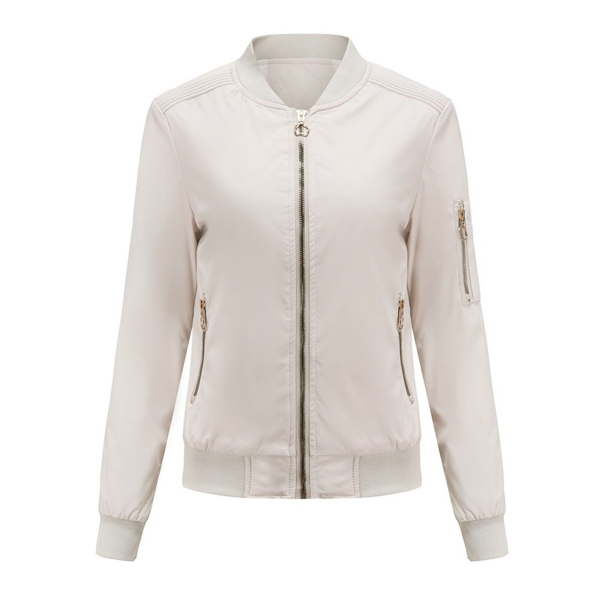 TIOZONEY - Chaqueta Mujer Casual Delgada con cierre - Blanco